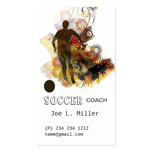 Sports Soccer Running Ball Urban Vector Business Card Templates (front side)