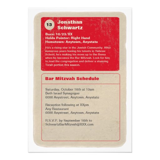 Sports Star Bar Mitzvah Invitation, Red