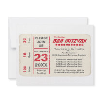 Sports Star Bar Mitzvah Reception Card, Red Custom Invites