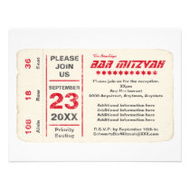 Sports Star Bar Mitzvah Reception Card, Red invitations