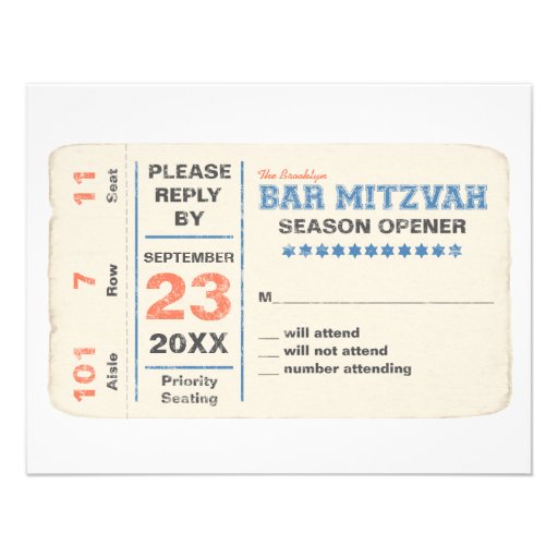 Sports Star Bar Mitzvah Reply Card Custom Invitation
