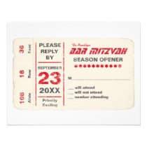 Sports Star Bar Mitzvah Reply Card, Red invitations