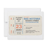Sports Star Bar Mitzvah Reply Card w/dinner, Blue Custom Invite