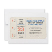 Sports Star Bar Mitzvah Save the Date Card, Blue Custom Announcements
