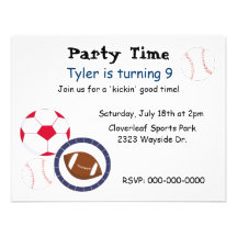 Sports Theme Birthday Party Invitation