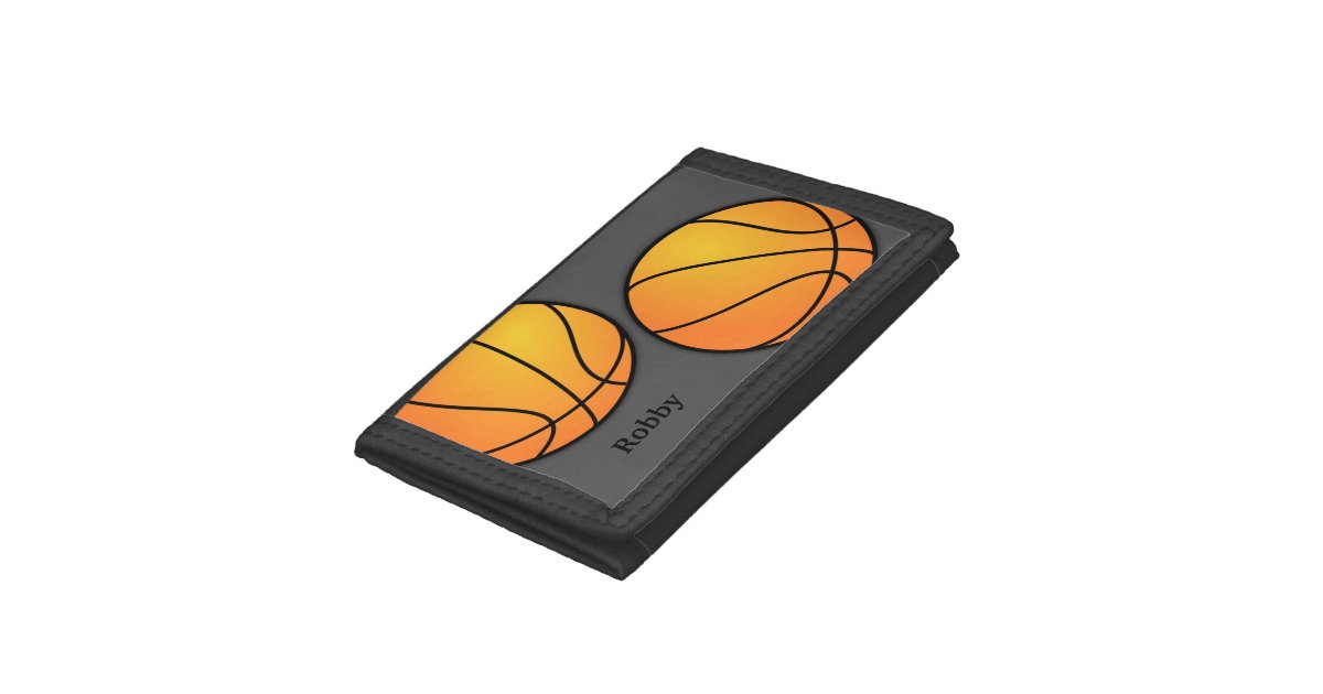 Sports Themed Gray Boys Custom Basketball Wallet Zazzle