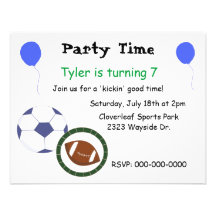 Sports Themed Party Invitation