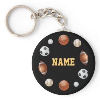 Sports World Personalised Keychain - Black keychain