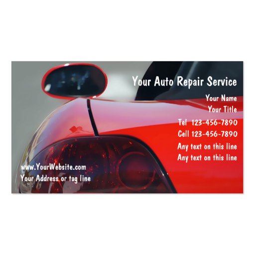 Sporty Automotive Business Cards (front side)