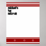 Sporty Bar Mitzvah Sign In Board Red White posters