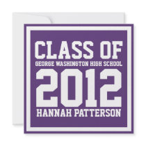 Sporty Girl Jersey Uniform Purple Graduation Party Invitations