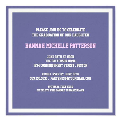 Sporty Girl Jersey Uniform Purple Graduation Party Announcements