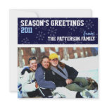 Sporty Seasons Greetings Holiday Photo Card Blue Custom Invites