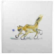 Spot Sprints after a Blue Butterfly Cloth Napkins