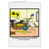 Spot the parents: Stork & Chameleon cartoon Cards