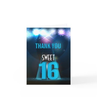 Spotlight Star Blue Sweet 16 Thank You Card