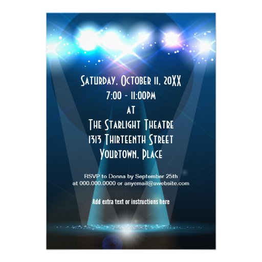 Spotlight Star Pink 13th Birthday Custom Invitations