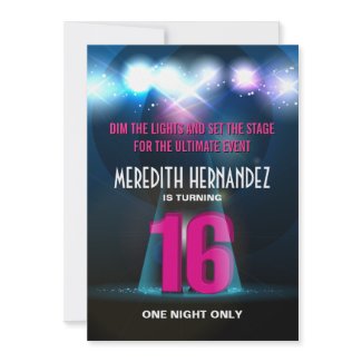 Spotlight Star Pink Sweet 16 Invite