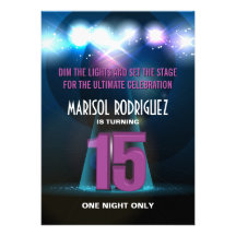 Spotlight Star Purple Quinceañera Personalized Announcement
