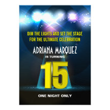 Spotlight Star Yellow Quinceañera Invitations