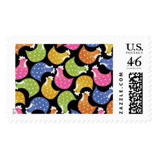 Spotted Chicken Hens Pattern US Postage Stamp stamp