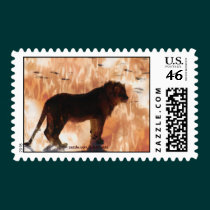Spotted Lion African Wild Cat Postage Stamps stamps