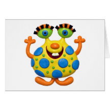 Spotted Yellow Monster Greeting Cards