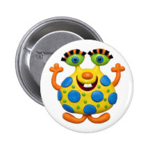Spotted Yellow Monster Pinback Button