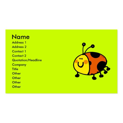 Spotty ladybug business card template (front side)