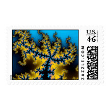 Sprawling In Blue Fractal Postage Stamp