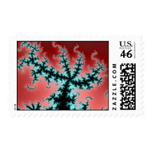 Sprawling In Red Fractal Postage Stamps