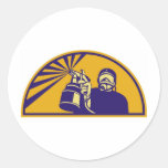 spray painter spray paint worker retro round stickers