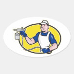 .Spray Painter Spraying Gun Cartoon Stickers