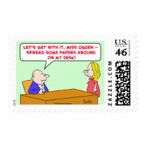 spread papers around desk stamps