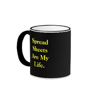 Spreadsheets joke mug