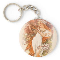 Spring - Alphonse Mucha Art Nouveau Key Chain