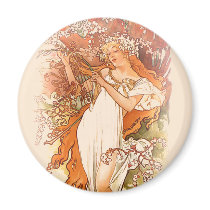 Spring - Alphonse Mucha Art Nouveau Refrigerator Magnet