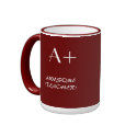 spring apple, A+, AWESOME TEACHER! mugs