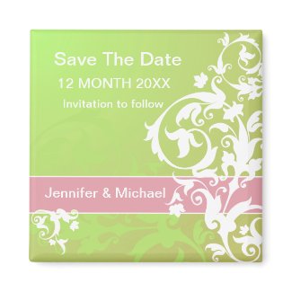 spring apple green lace save the date magnet magnet