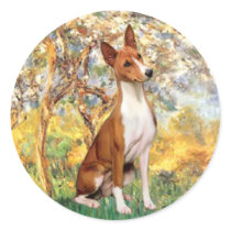 Spring - Basenji Round Stickers