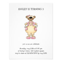 Spring Bears · Apricot & Pink Dungarees Custom Invite