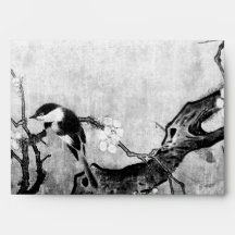 SPRING , black and white red pink fuchsia Envelopes