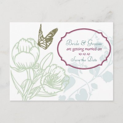 Spring Bliss (Peony) Wedding Save the Date Post Cards