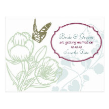 Spring Bliss (Peony) Wedding Save the Date Post Cards