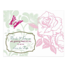 Spring Bliss (Rose) Wedding Save the Date Postcards