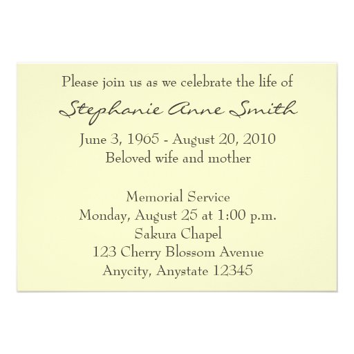 Spring Blossom Memorial Service Funeral Invitation
