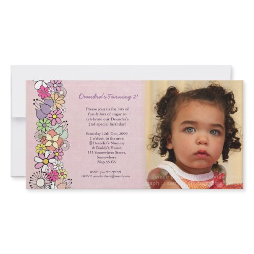Spring Blossoms Baby Girls 2nd Birthday Invite photocard