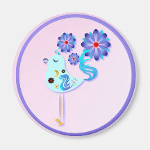 Spring Blue Bird Of Happiness Magnet