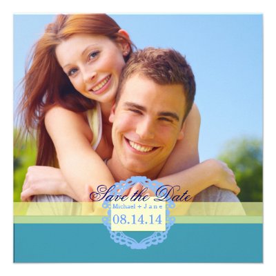 Spring blue save the date invitation