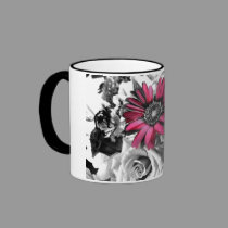 Spring Bouquet Black & White mugs by sharpcreations Spring Bouquet Black & White mugs